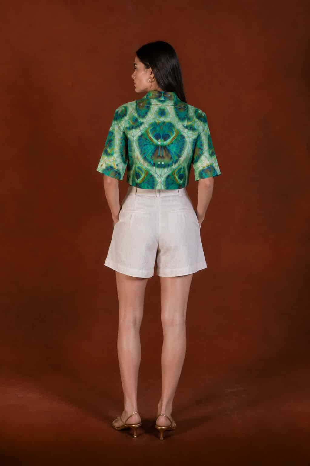 Women's Iridis linen shirt green - miniatura 3