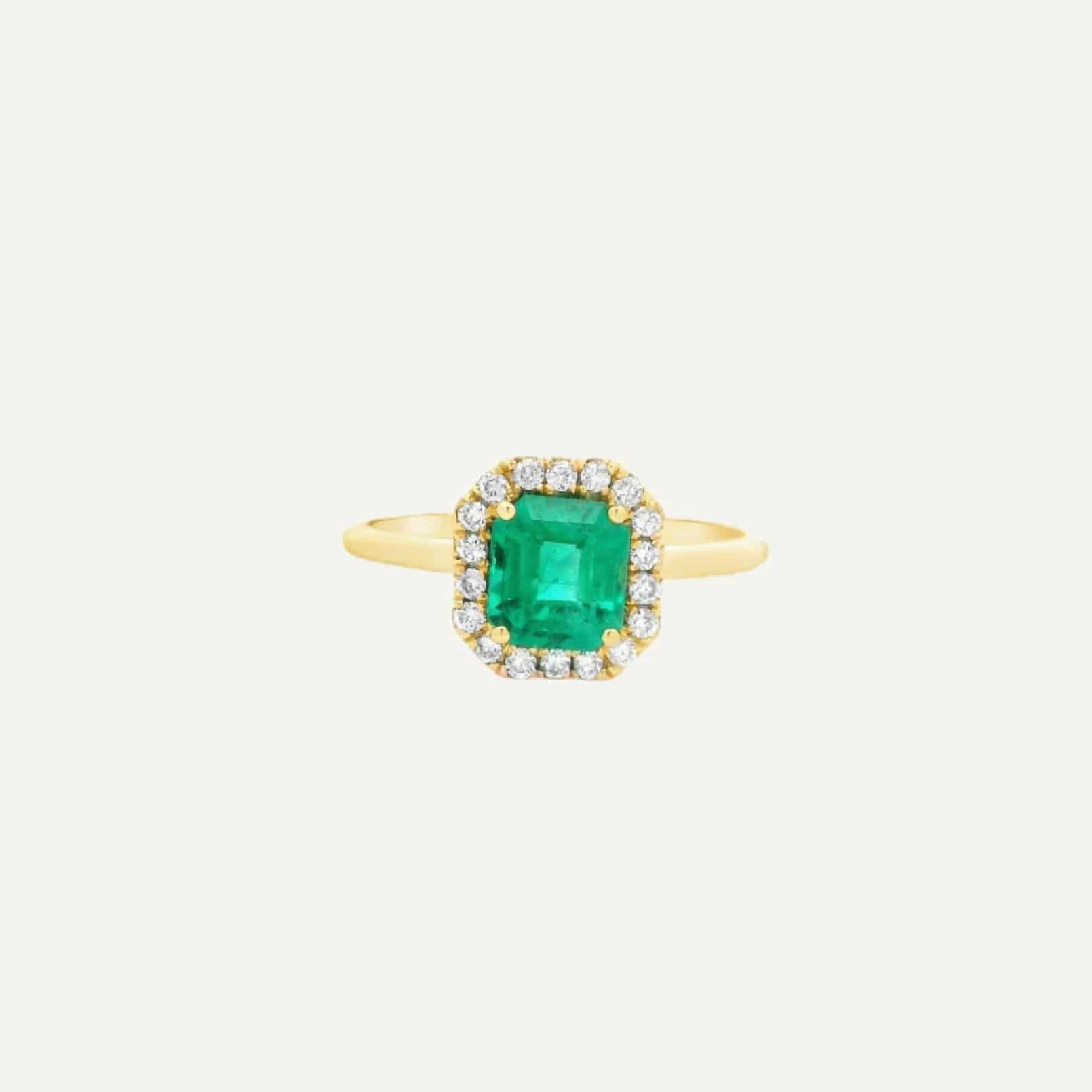 Anillo Halo Cuadrado Esmeralda premium - miniatura 1