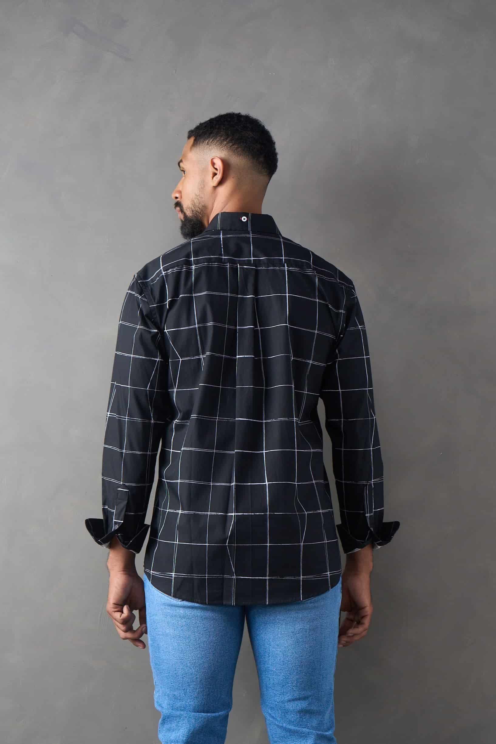 Camisa a cuadros regular fit negro - miniatura 2