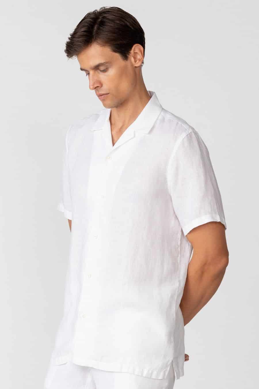Men's linen shirt white epiro - miniatura 4