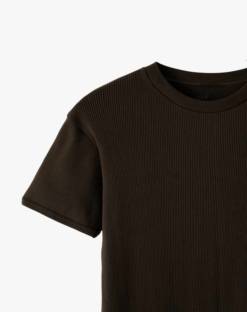 Camiseta slim rib algodón chocolate hombre - miniatura 2