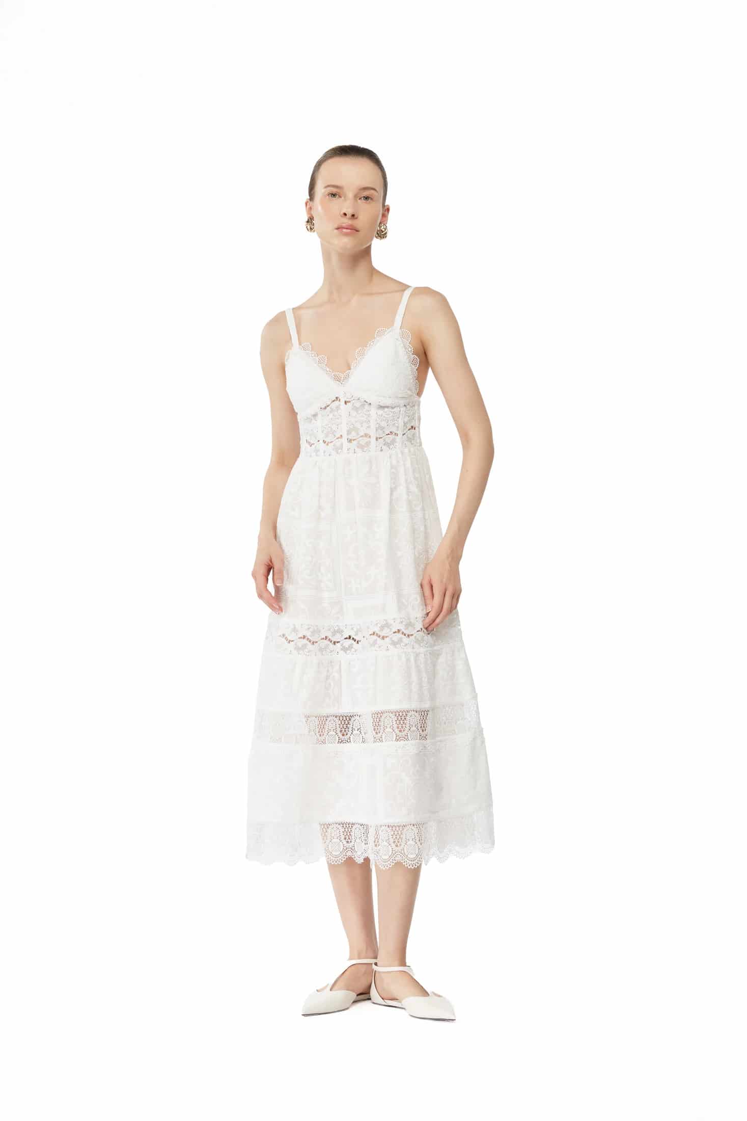 AMARELLE MIDI DRESS WHITE - miniatura 1