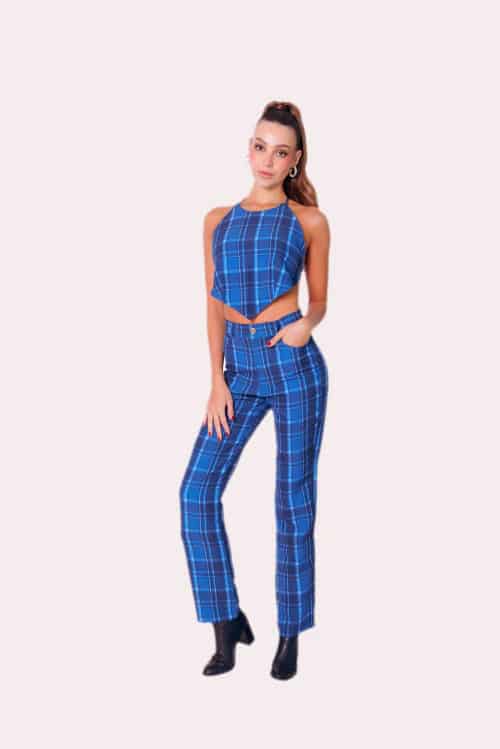 Howdy Top In Blue Tartan - miniatura 1