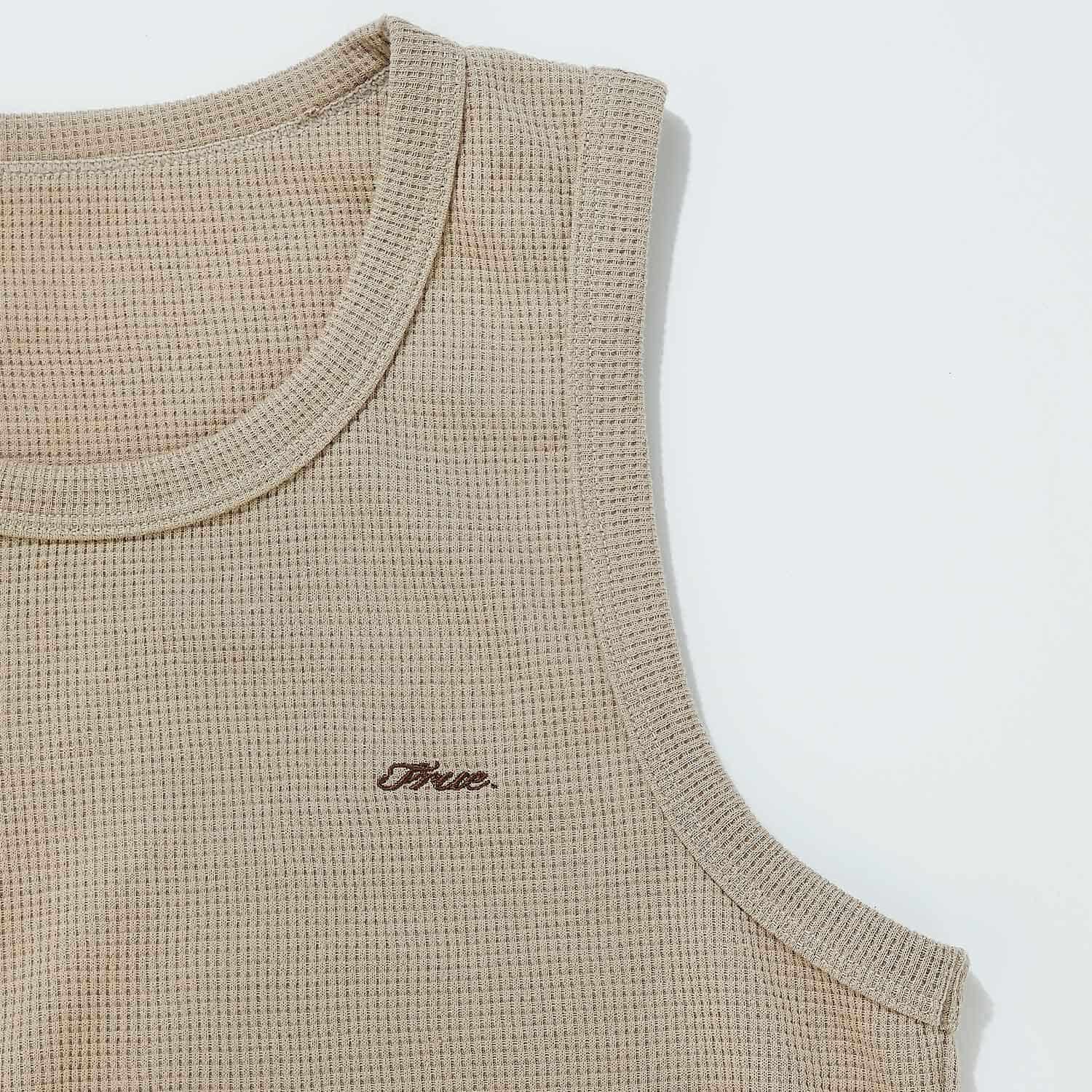 Textured Sleeveless T-Shirt - Sand - miniatura 4
