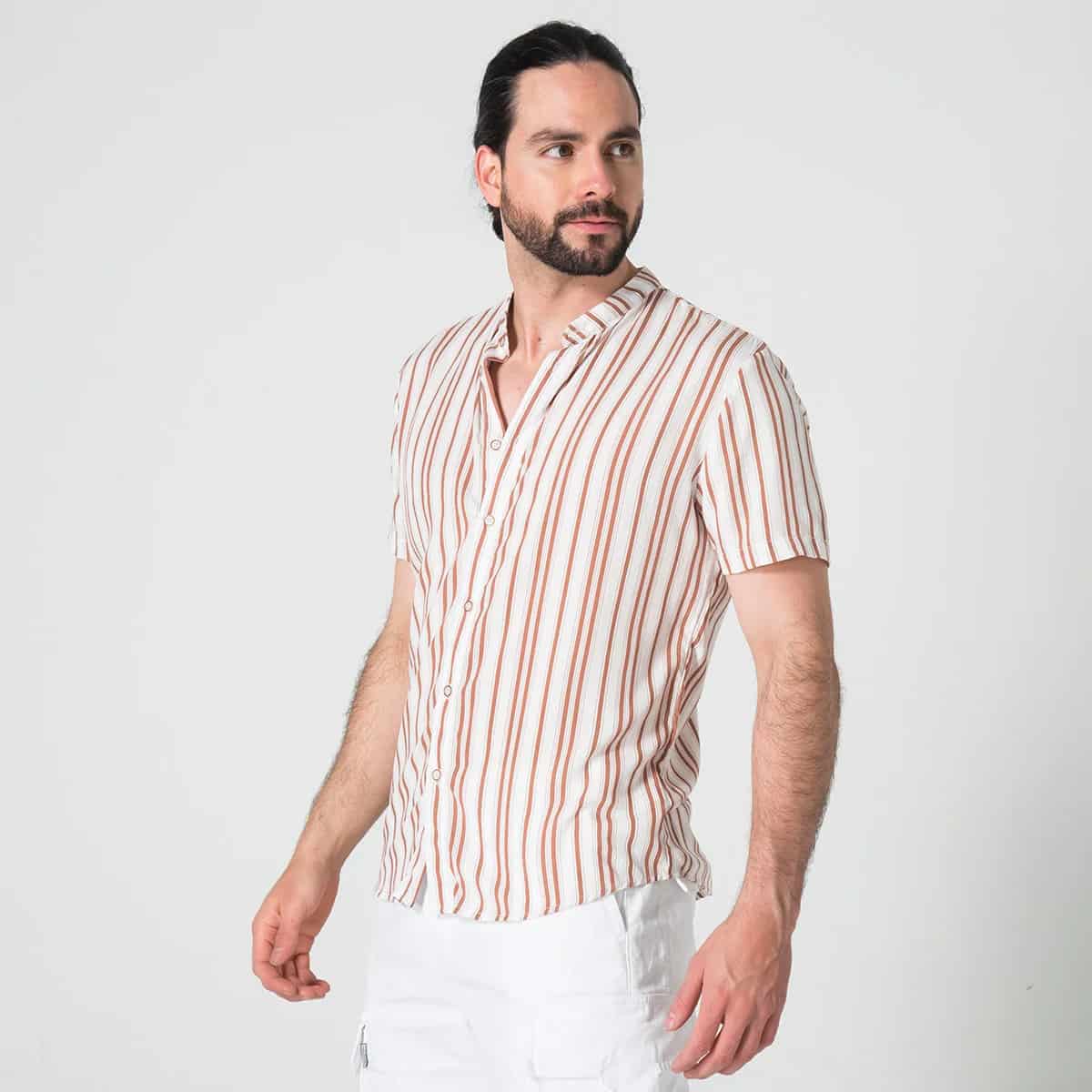 Camisa Rallas Manga Corta Slim Garnica - miniatura 5