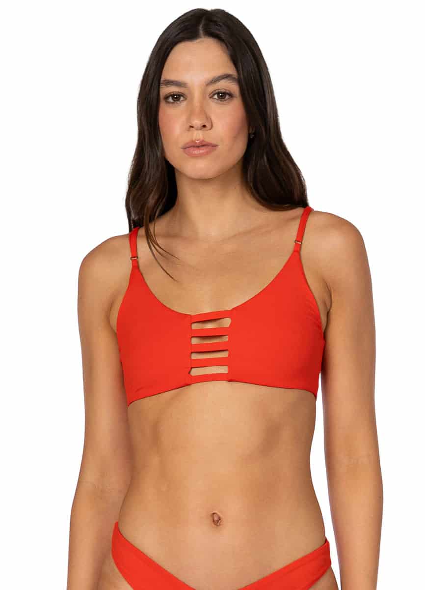 Maaji Red Camelia Praia Classic Bralette Bikini Top - miniatura 6
