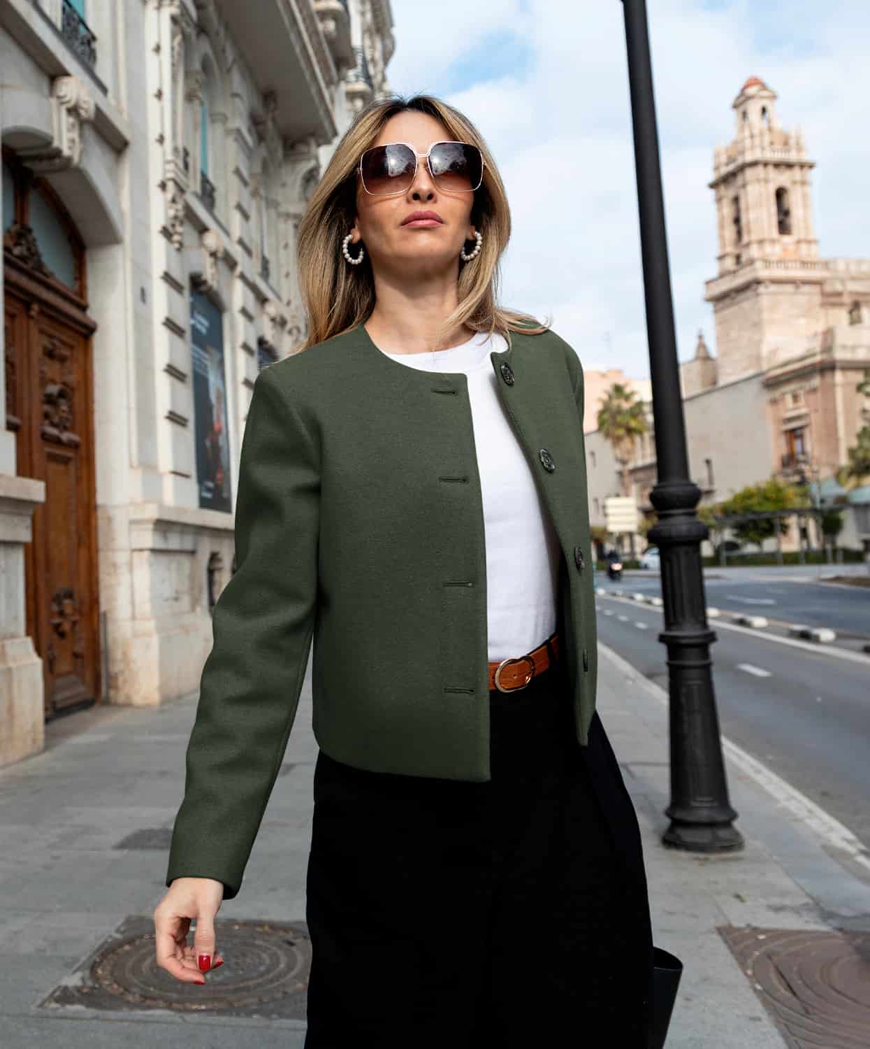 Chaqueta Cropped en Paño Verde Estocolmo - miniatura 11