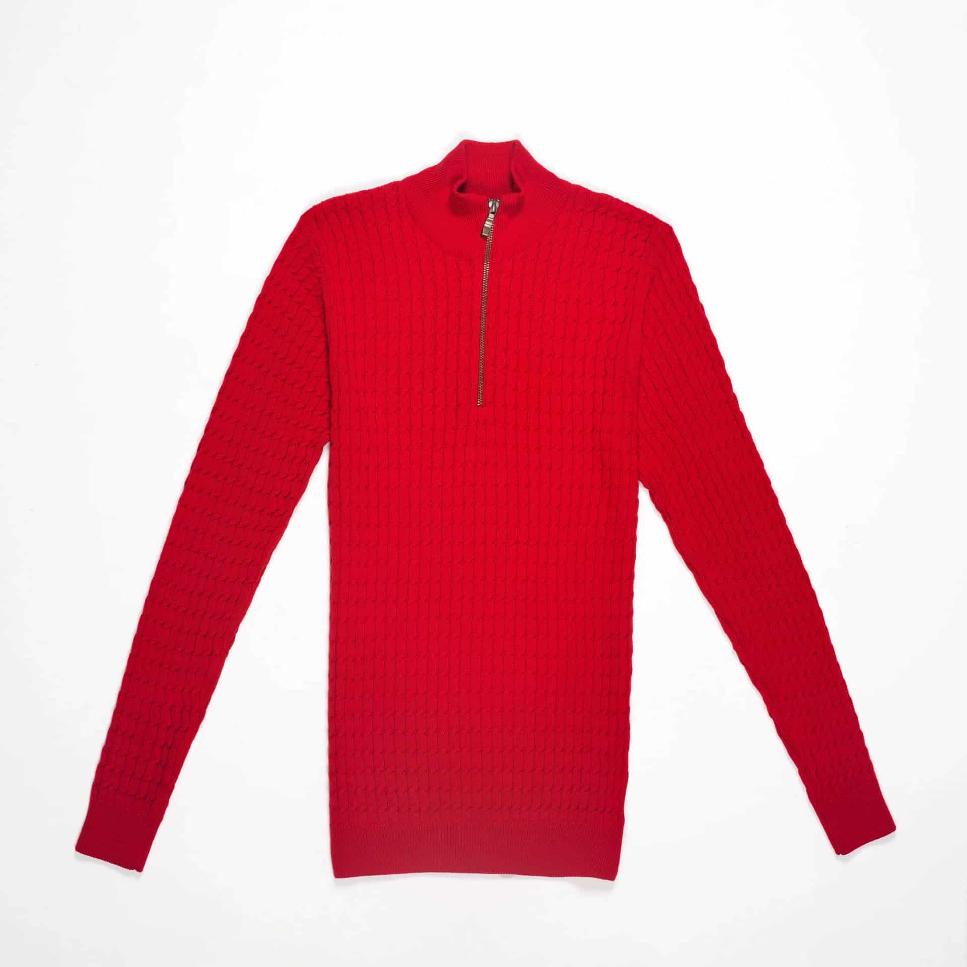 Saco Trenzado Half Zip Algodón Vino - miniatura 9