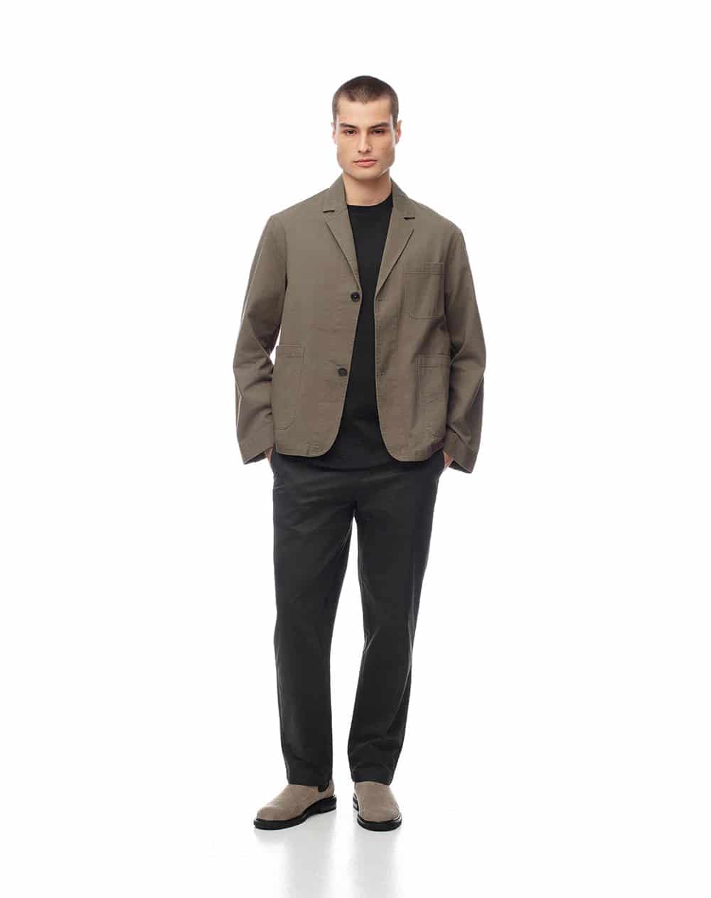 Pantalón regular tiro medio gris oscuro hombre - miniatura 1
