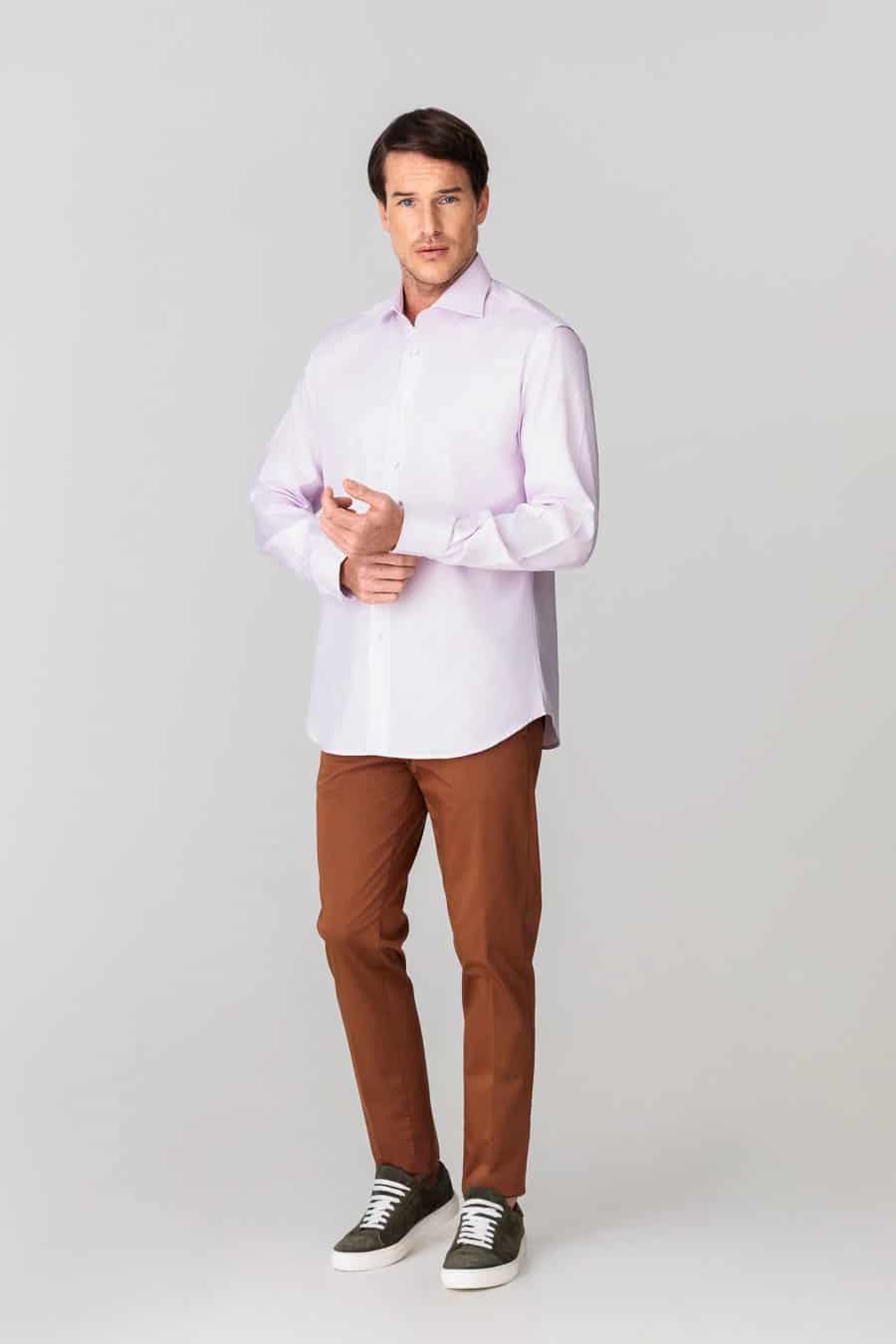 men’s cotton slim fit shirt lilac - miniatura 1