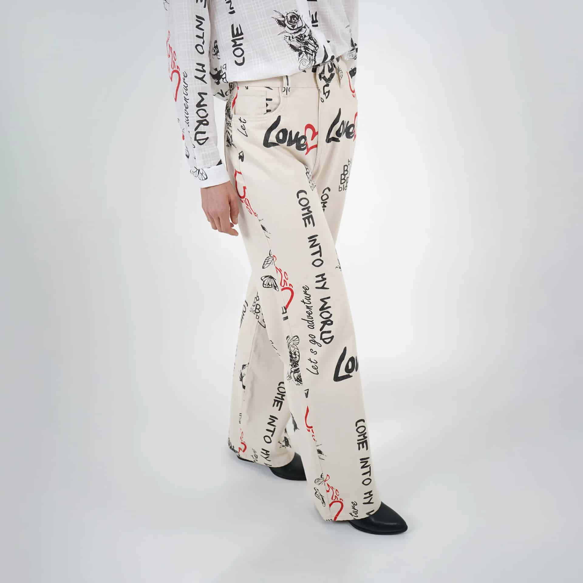 Pantalón estampado textos bota recta - miniatura 5