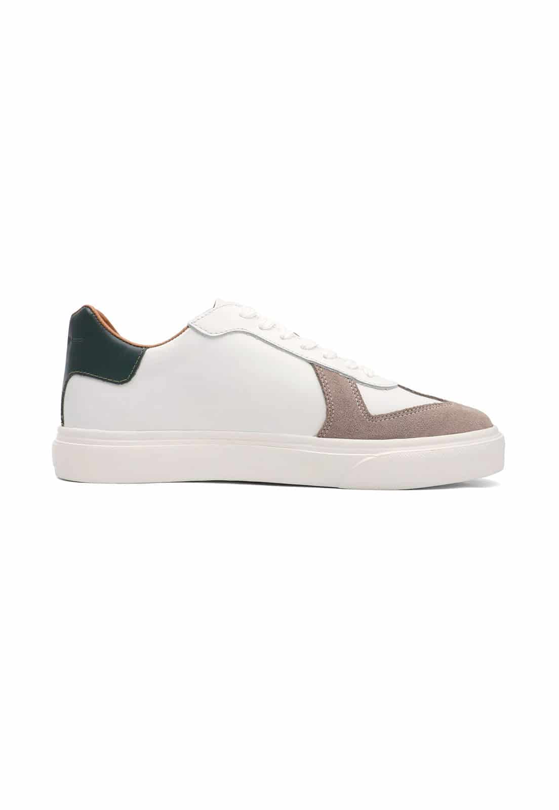 Tenis blancos con detalle en gamusa camel y talon verde - miniatura 3