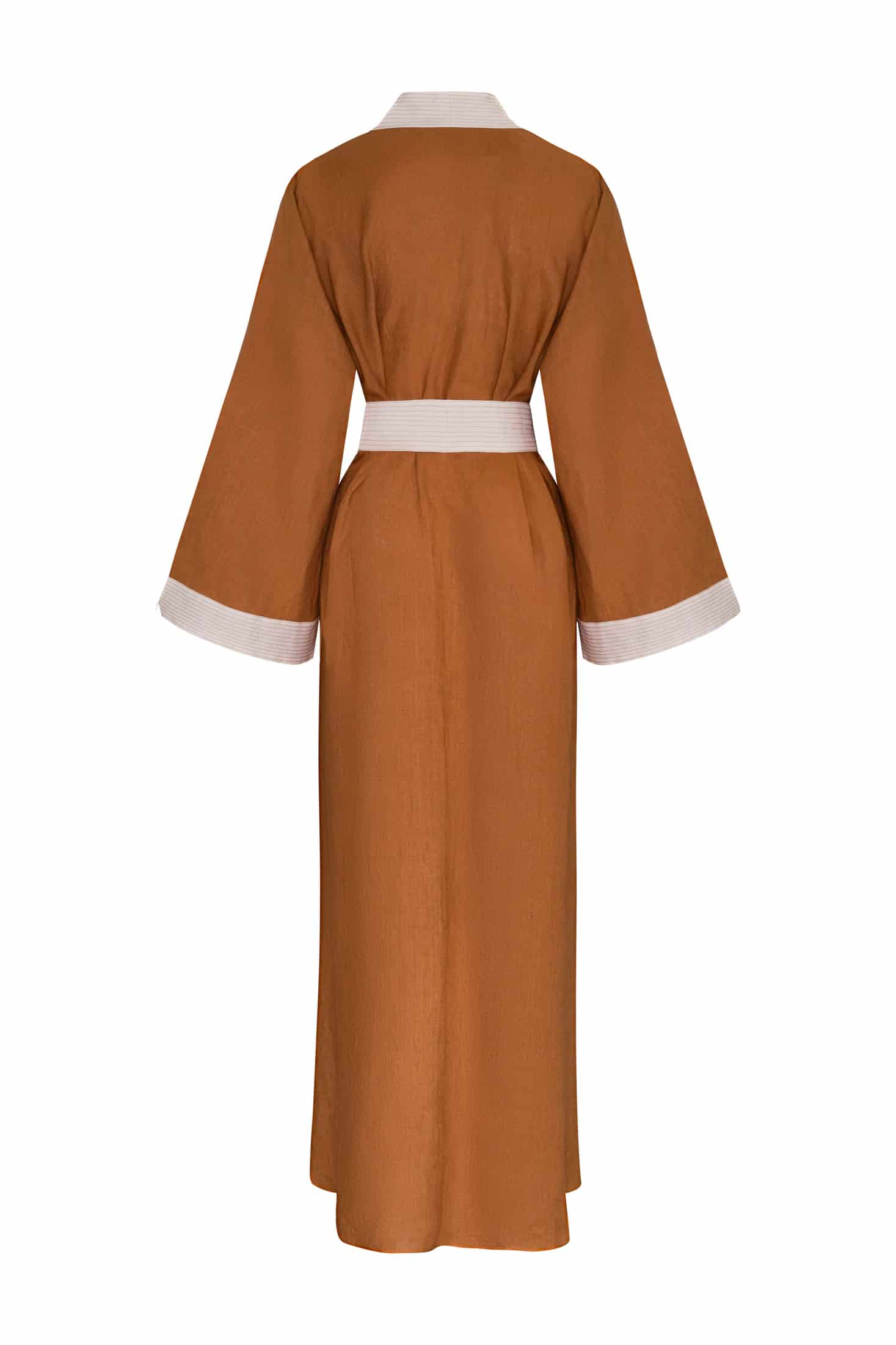 Rafaela Linen Kaftan / Brown & Ivory - miniatura 5