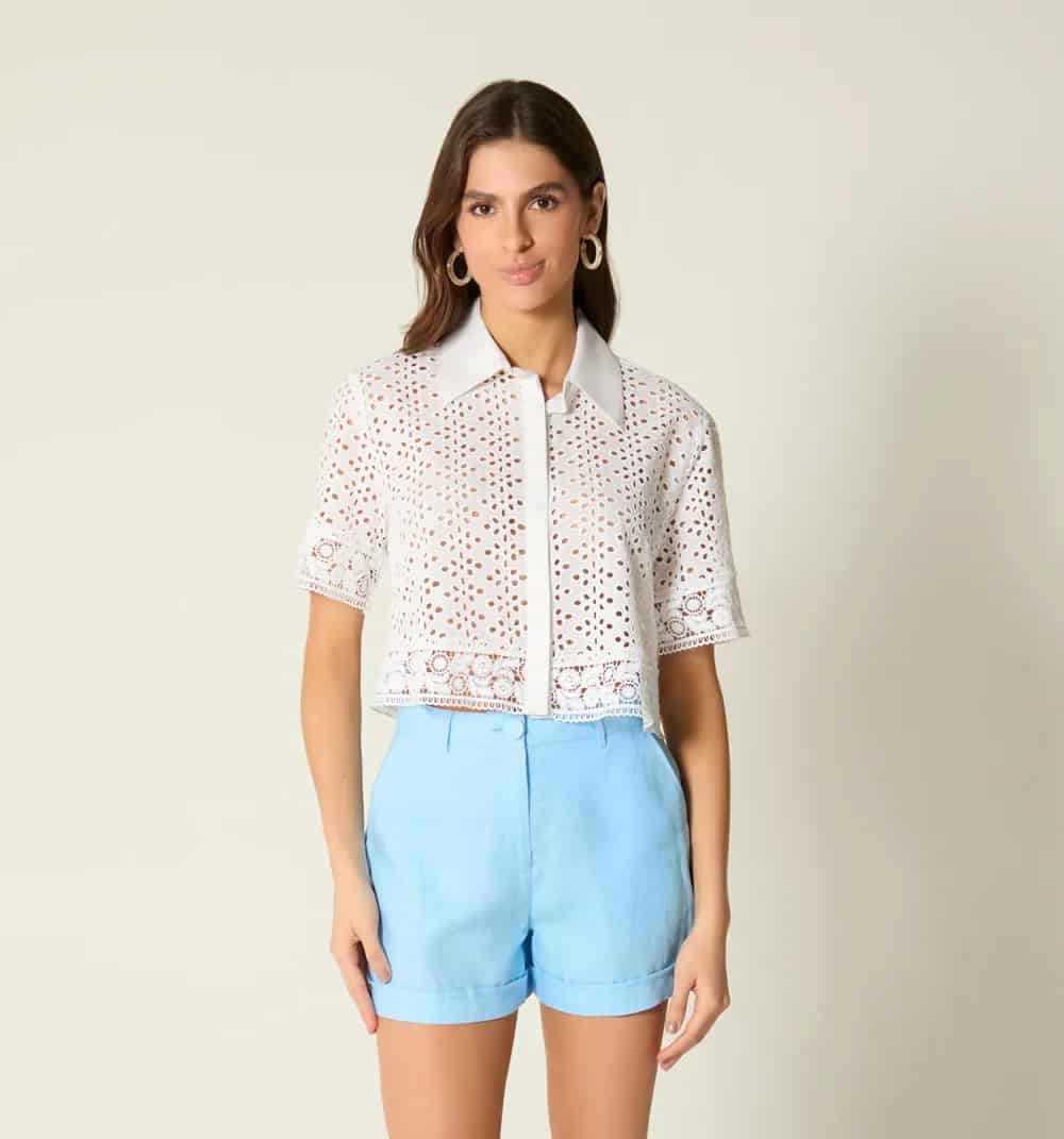 Blusa manga corta encajes - miniatura 6