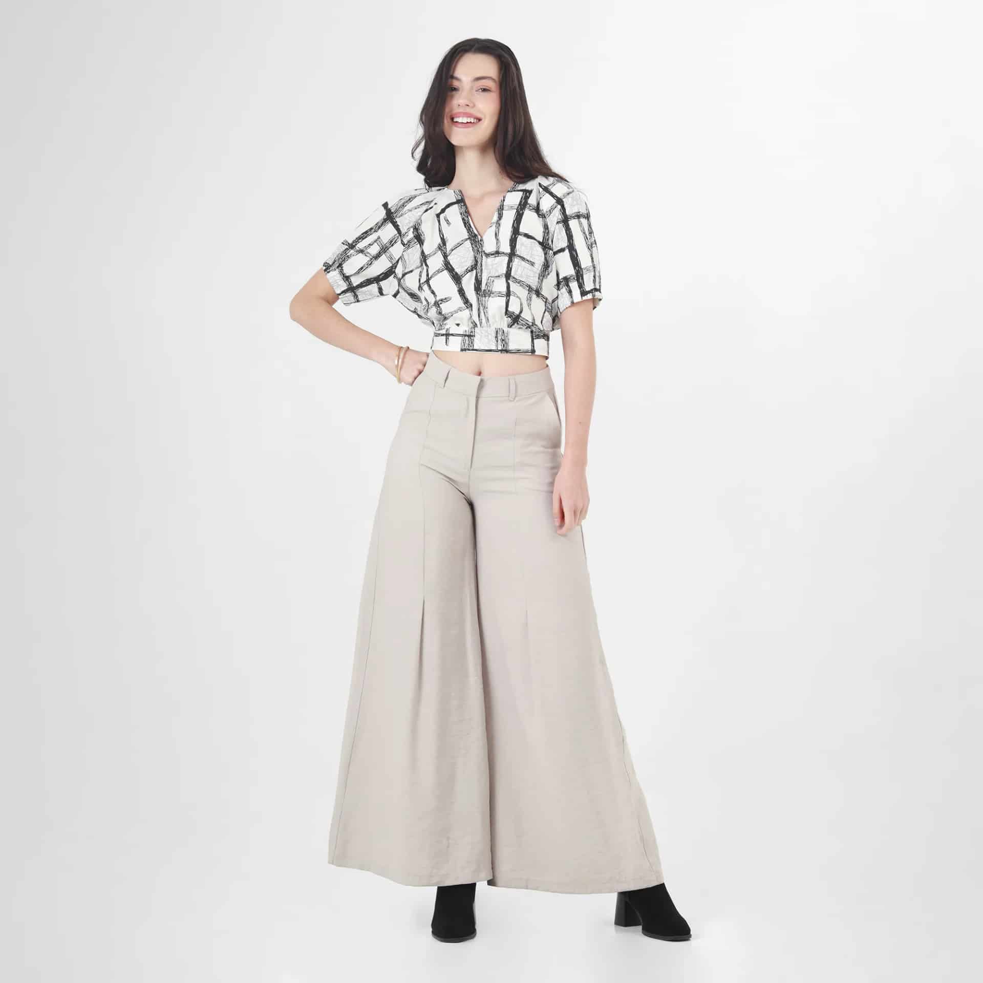 Pantalon Tiro Alto Bota Palazzo - miniatura 1