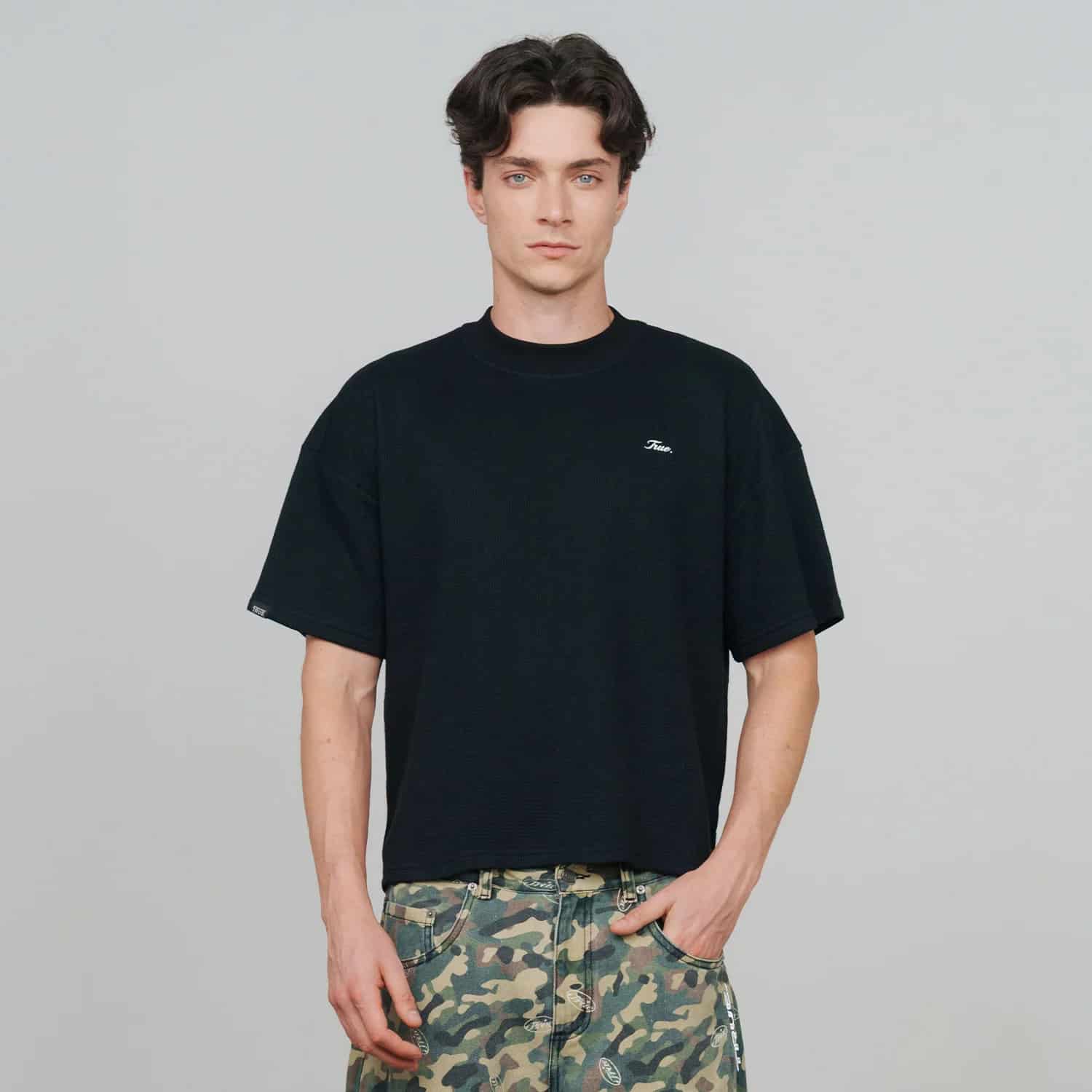 Textured Boxy Tee - Black - miniatura 9