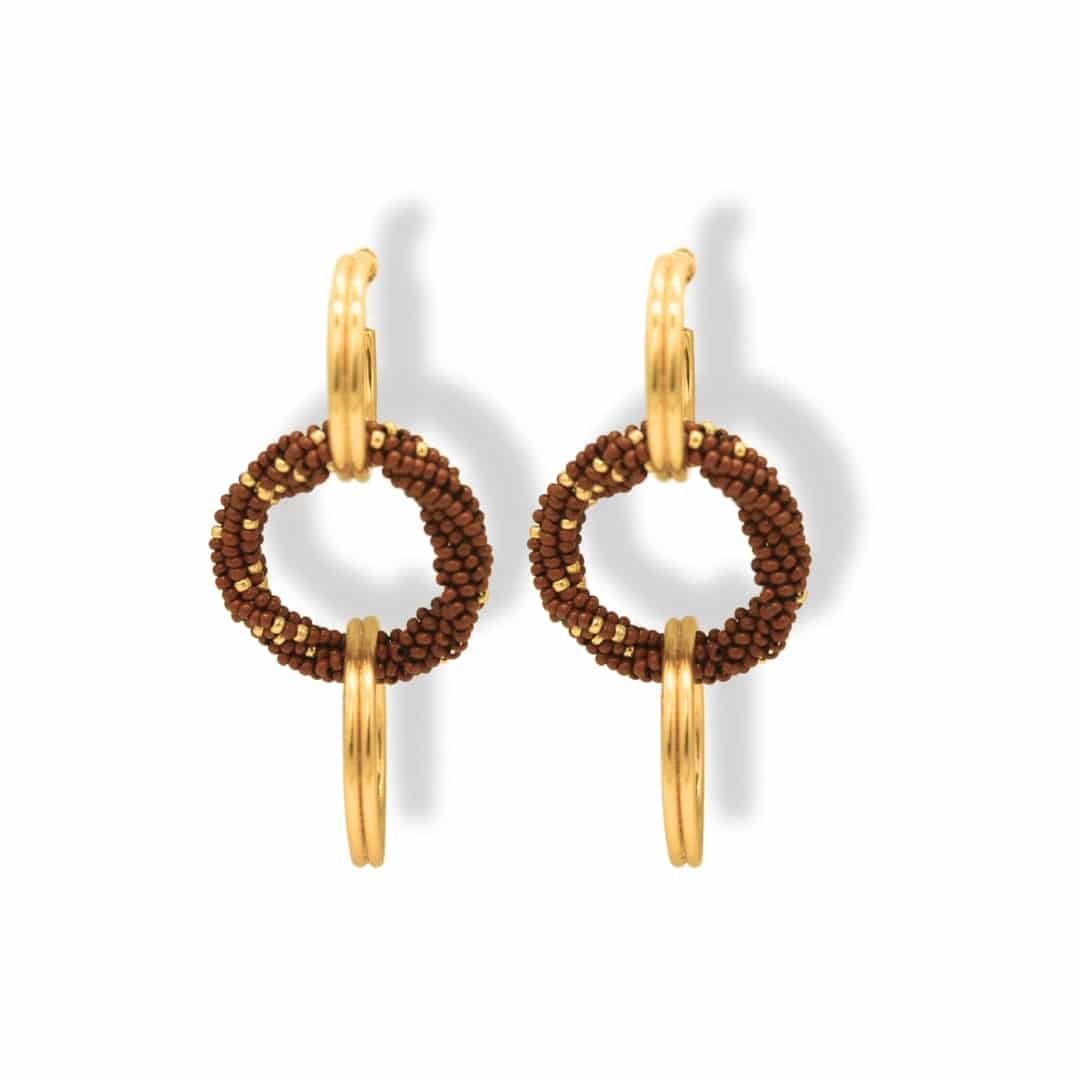 Aretes entrelazados tejidos triples terracota - miniatura 2