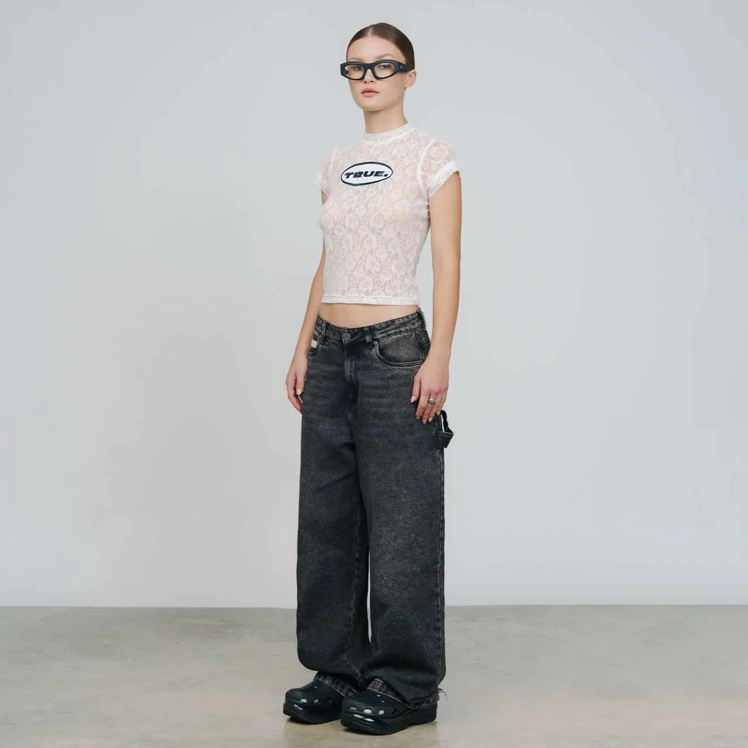 Floral Lace Baby Tee - Cream - miniatura 8