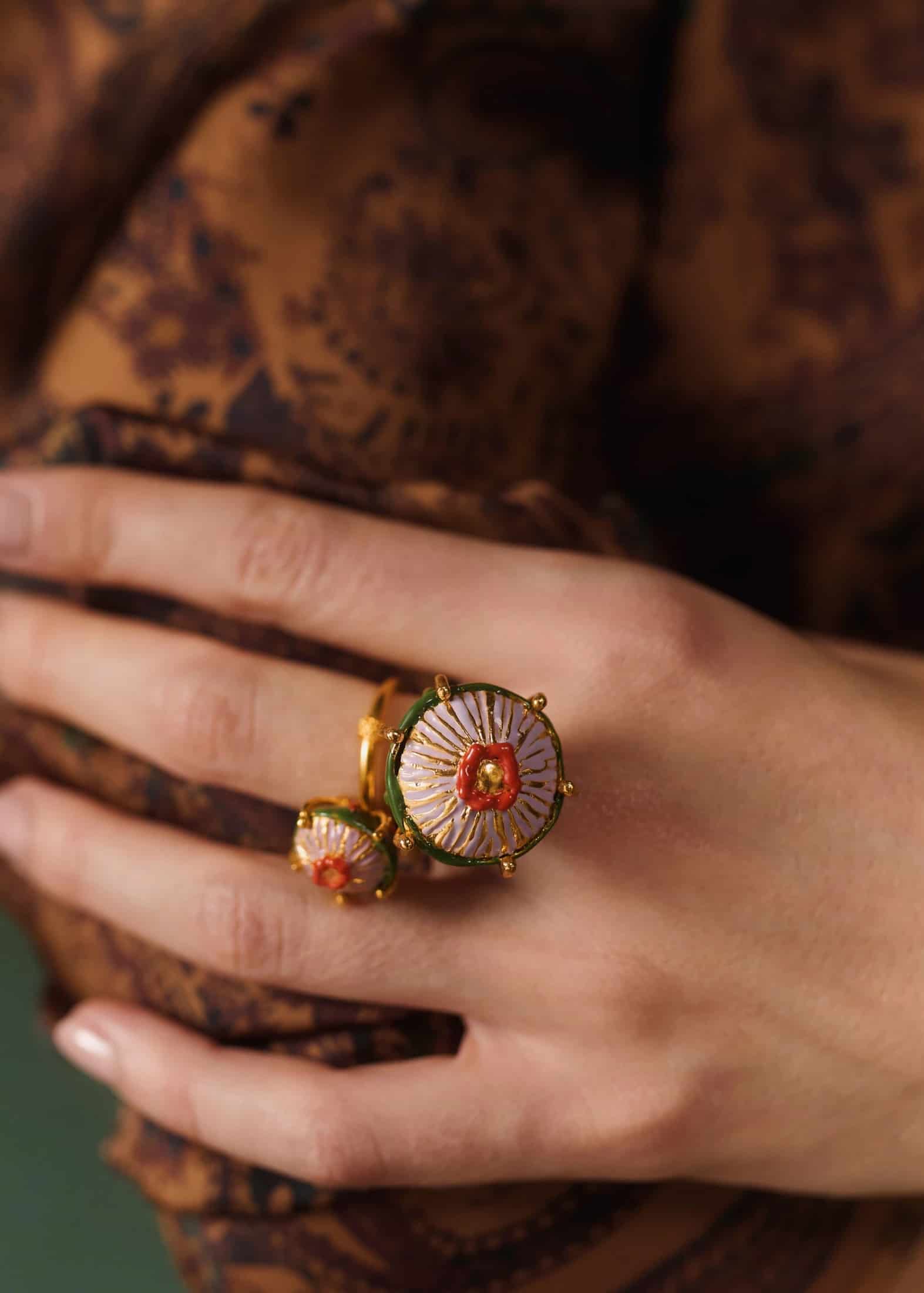 Anillo sombrerito mini verde lila - miniatura 5
