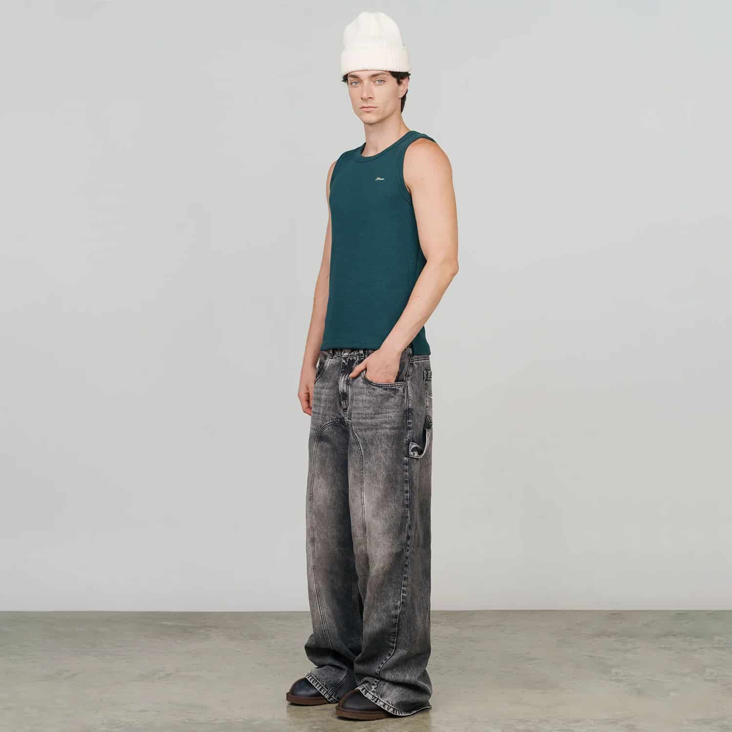 Textured Sleeveless T-Shirt - Pine Green - miniatura 10
