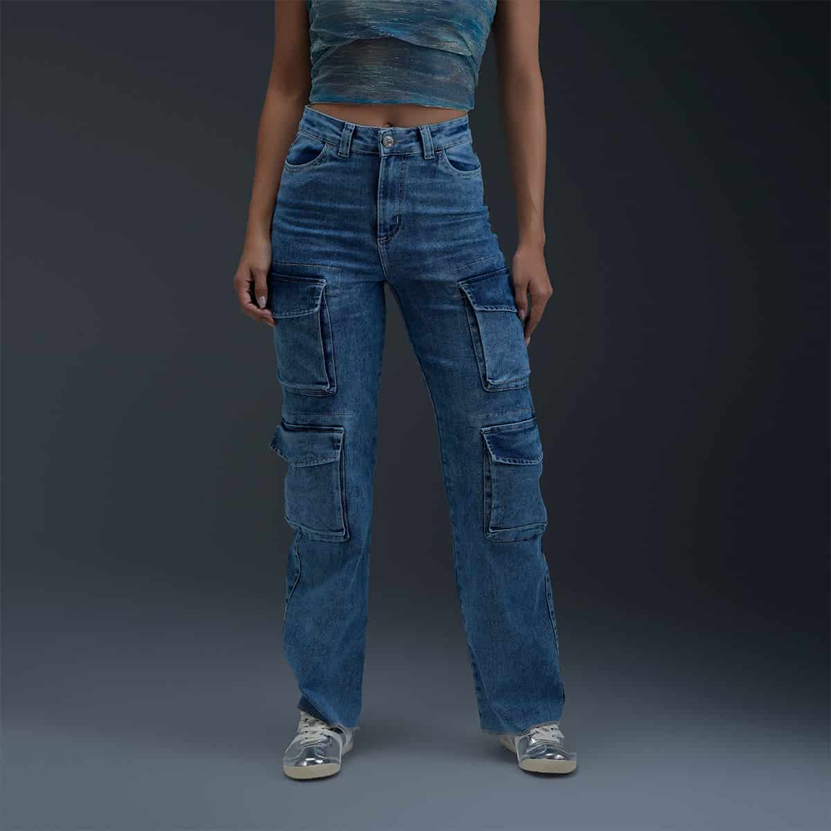 Jeans Cargo Azul Mujer - miniatura 1