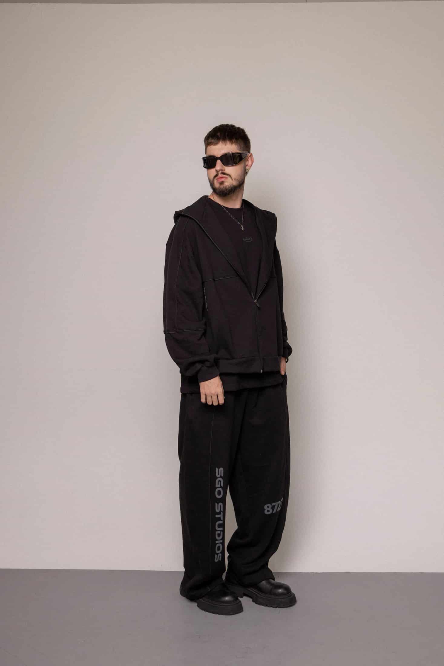 SET HOODIE Y SUDADERA 8727 -NEGRO - miniatura 4