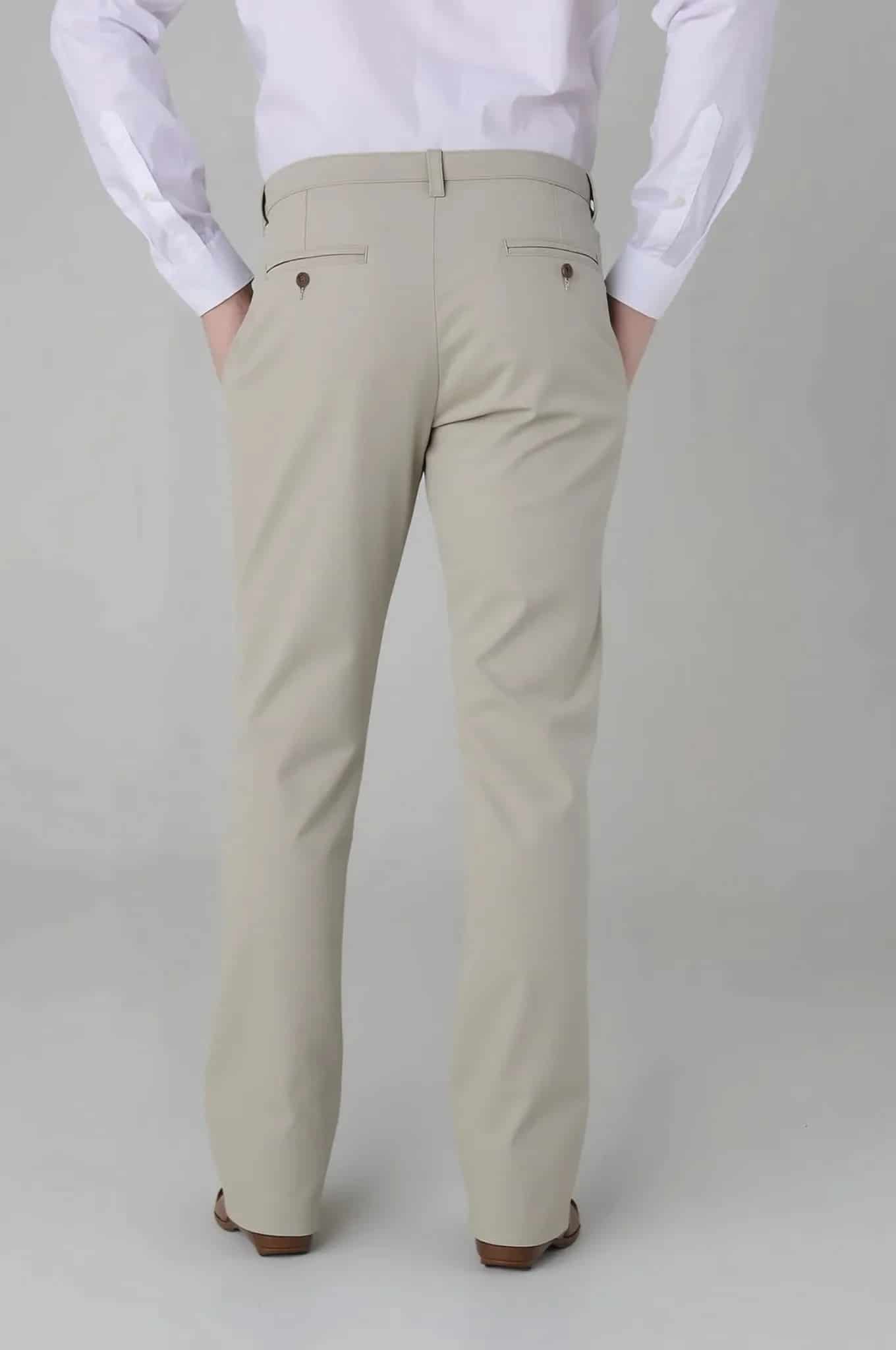 Pantalón Clásico Beige en Lino y Algodón - miniatura 2