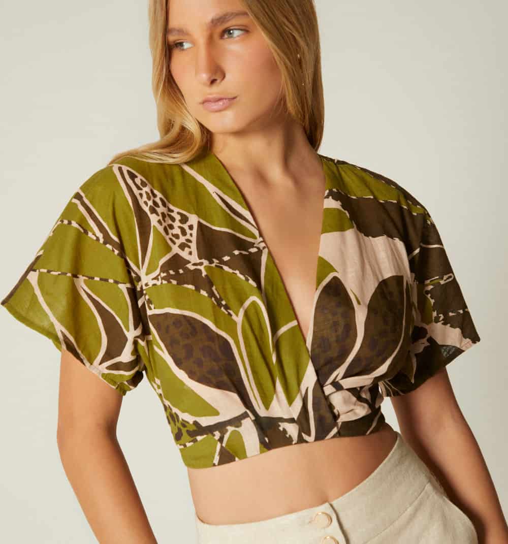 Blusa manga corta con amarre - miniatura 1