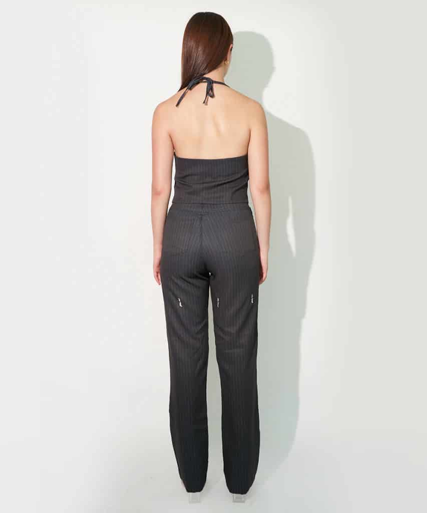 Halter Vest In Black Pinstripe - miniatura 4