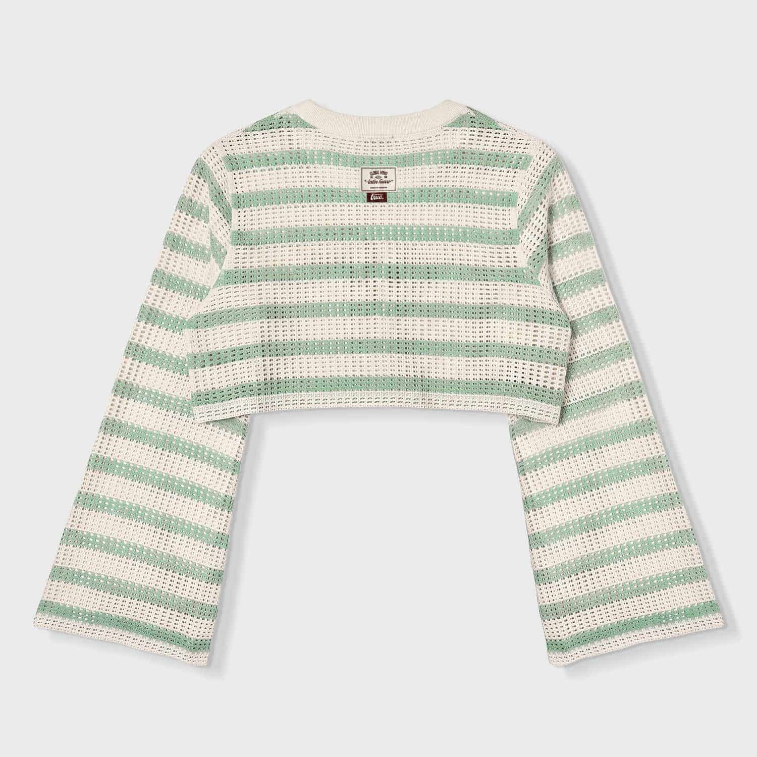 Texture Wide Sleeve Crop Top - Cream - miniatura 4