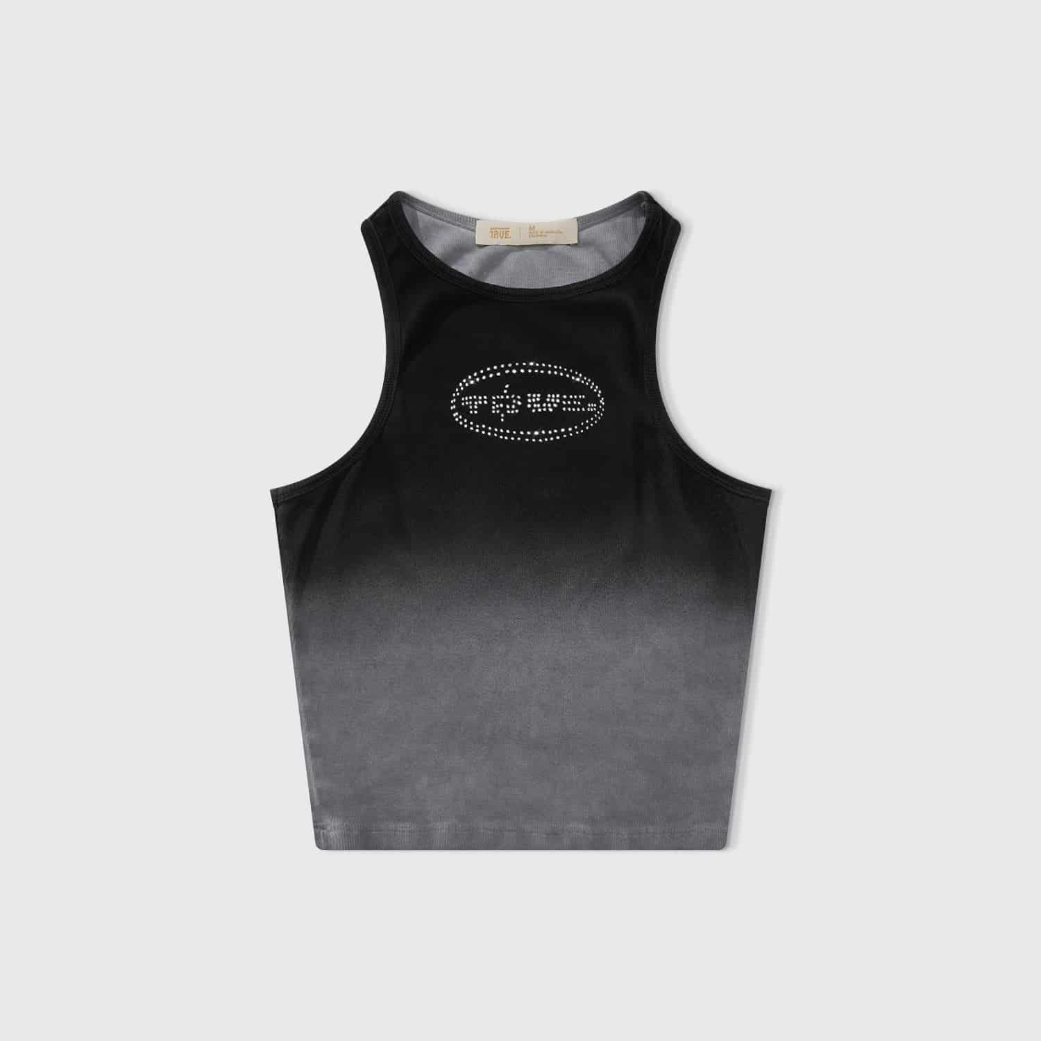 Gradient Rhinestone Tank Top - Black - miniatura 1