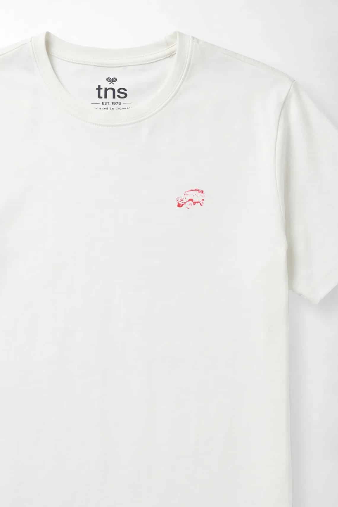 Camiseta regular con mini gráfico al pecho de algodón blanco para hombre - miniatura 4