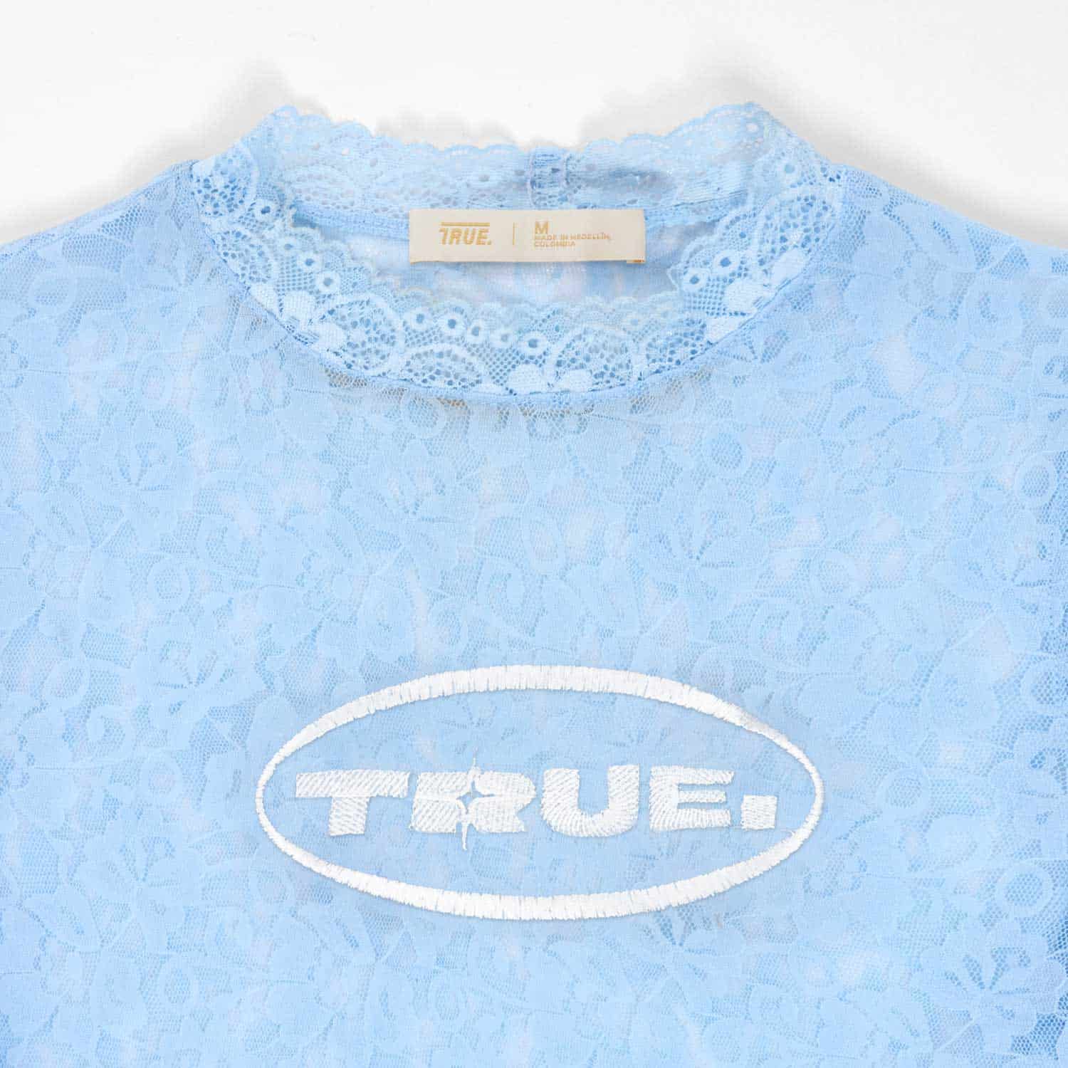 Floral Lace Baby Tee - Light Blue - miniatura 4