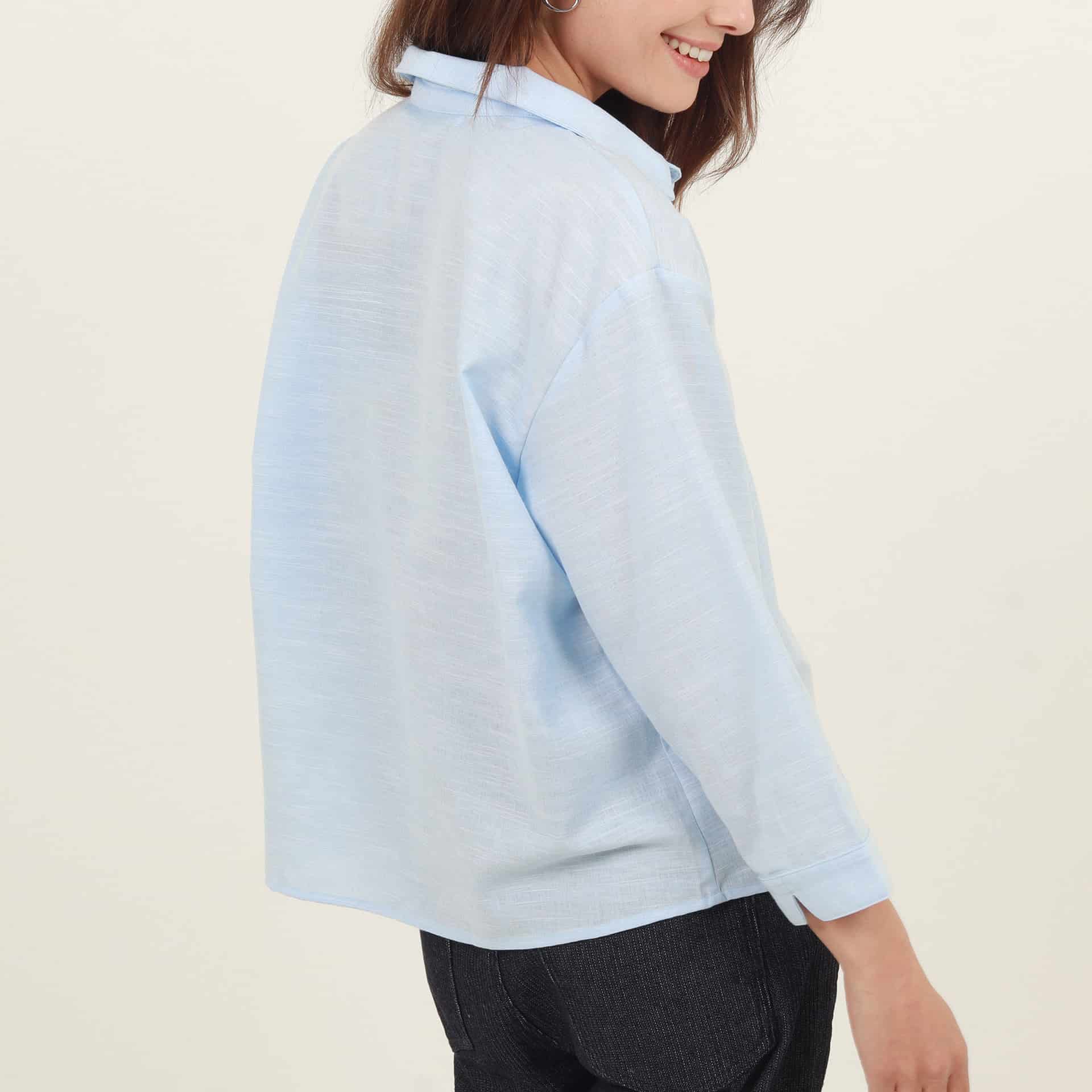 Blusa abierta cuello camisero manga 3/4 con estampado - miniatura 12