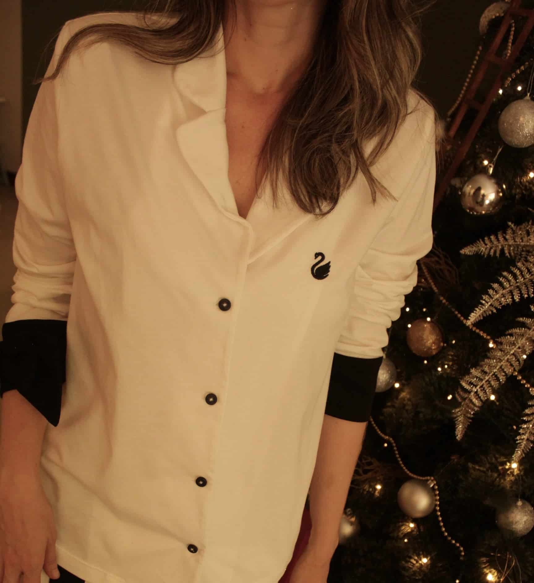 PIJAMA NOCHE OTOÑAL IVORY/BLACK BOW - miniatura 6