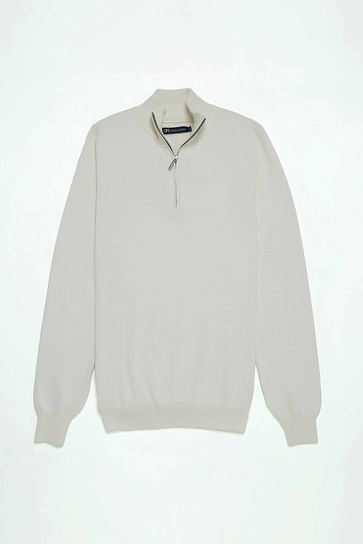 Saco Half Zip Algodón Crema - miniatura 1