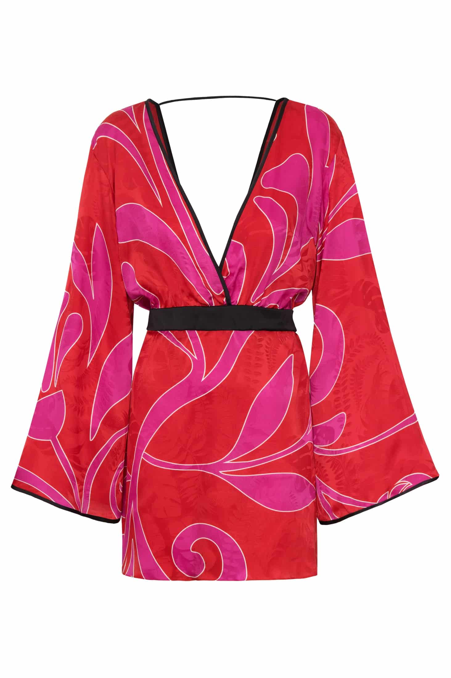 Francisca Silk Jacquard Mini Dress / Red & Fuchsia Maxi Buganvilia - miniatura 1