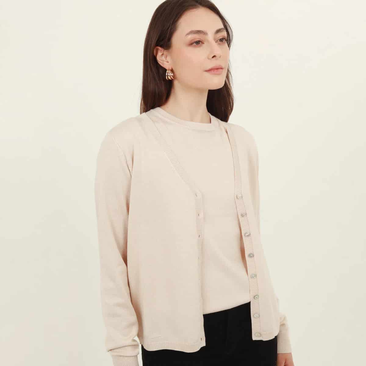 Sweater cardigan con botones manga larga - miniatura 13