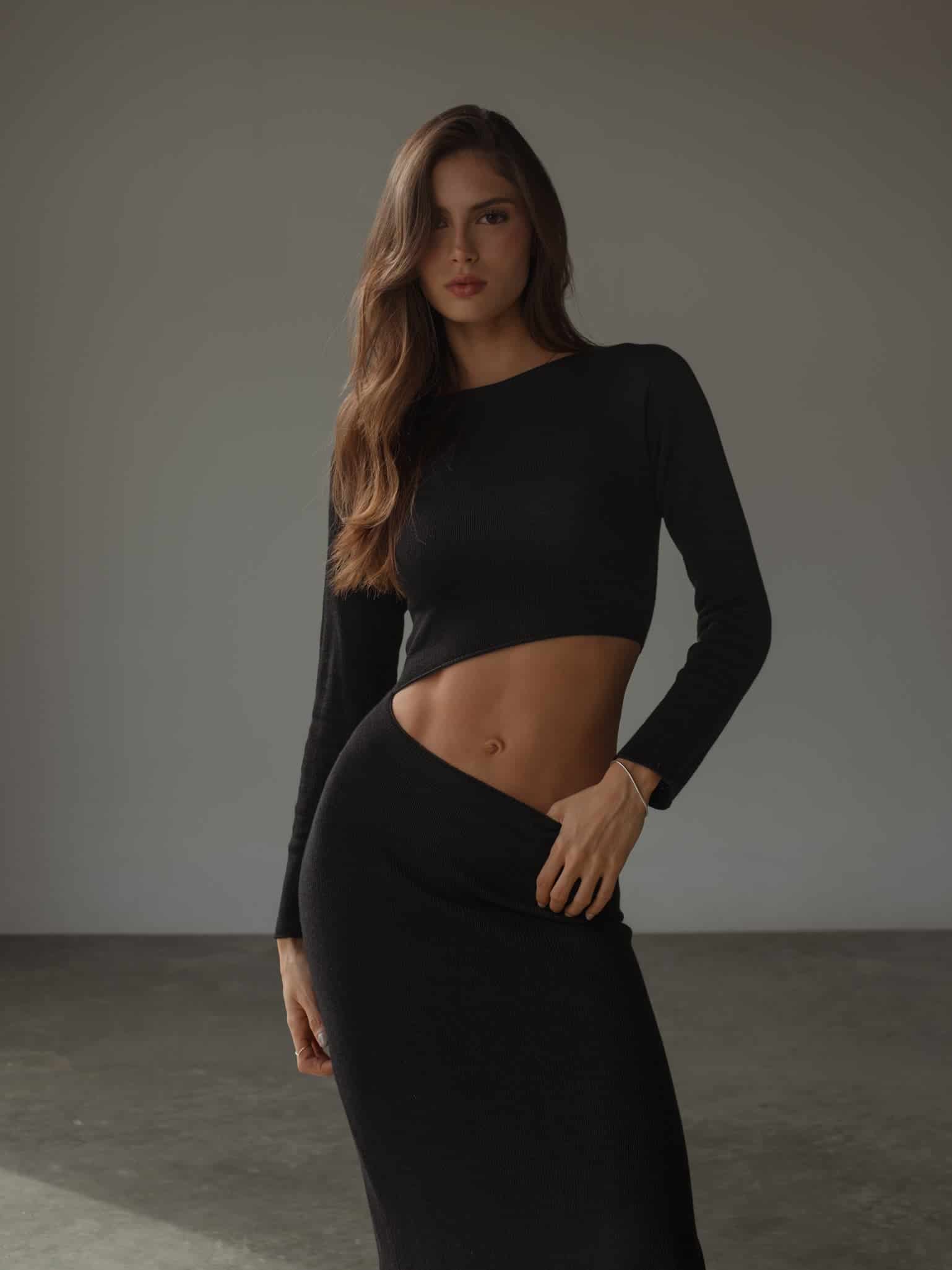 EDGE KNIT DRESS - BLACK - miniatura 4