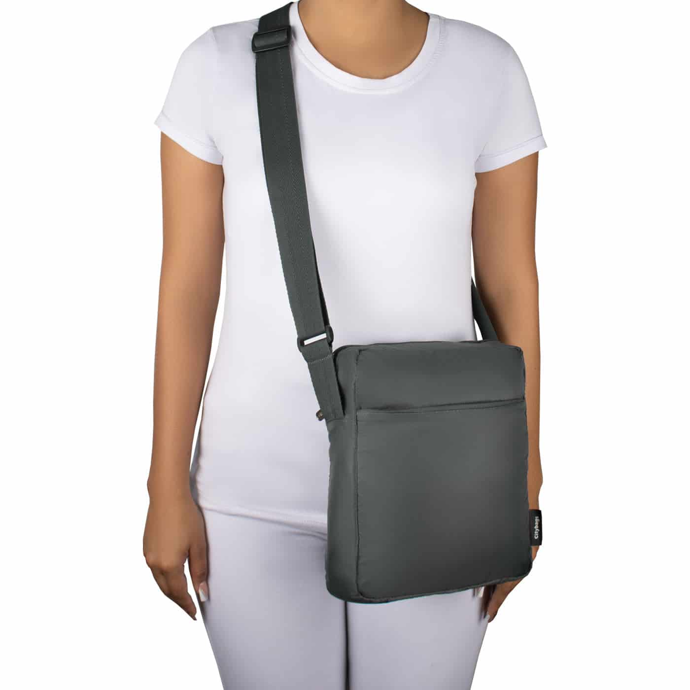 Bolso Manos Libres Viajero Citybags Light Gris - miniatura 3