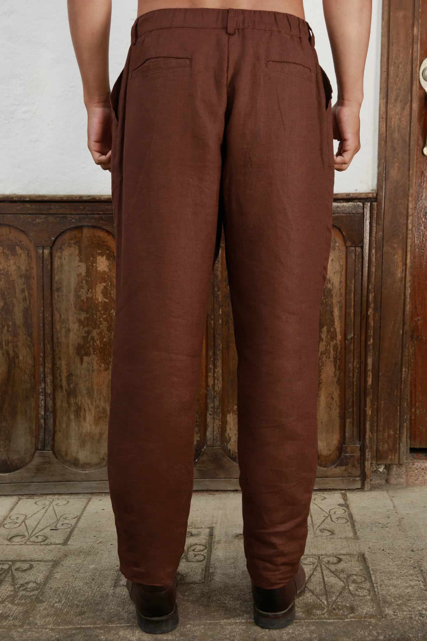 Pantalón de Lino Barbas Café - miniatura 3
