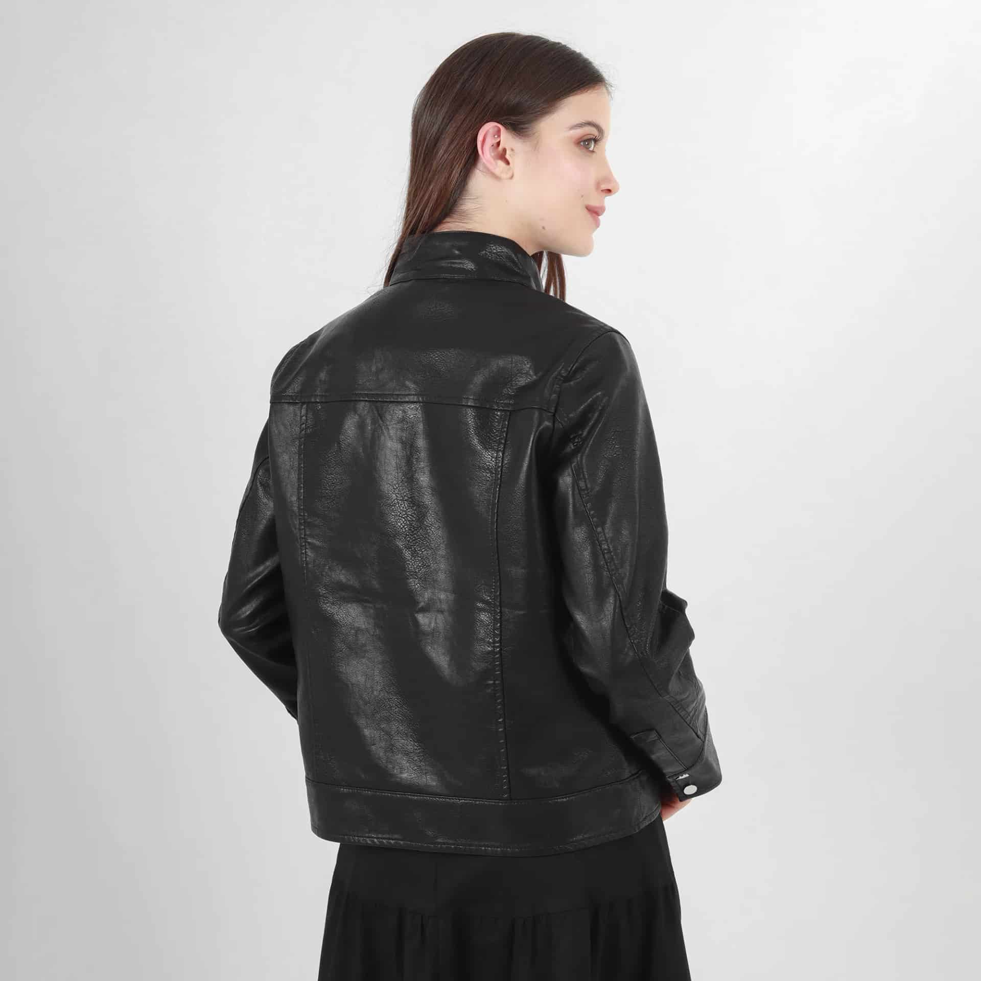 Chaqueta biker en cuero sintético - miniatura 6