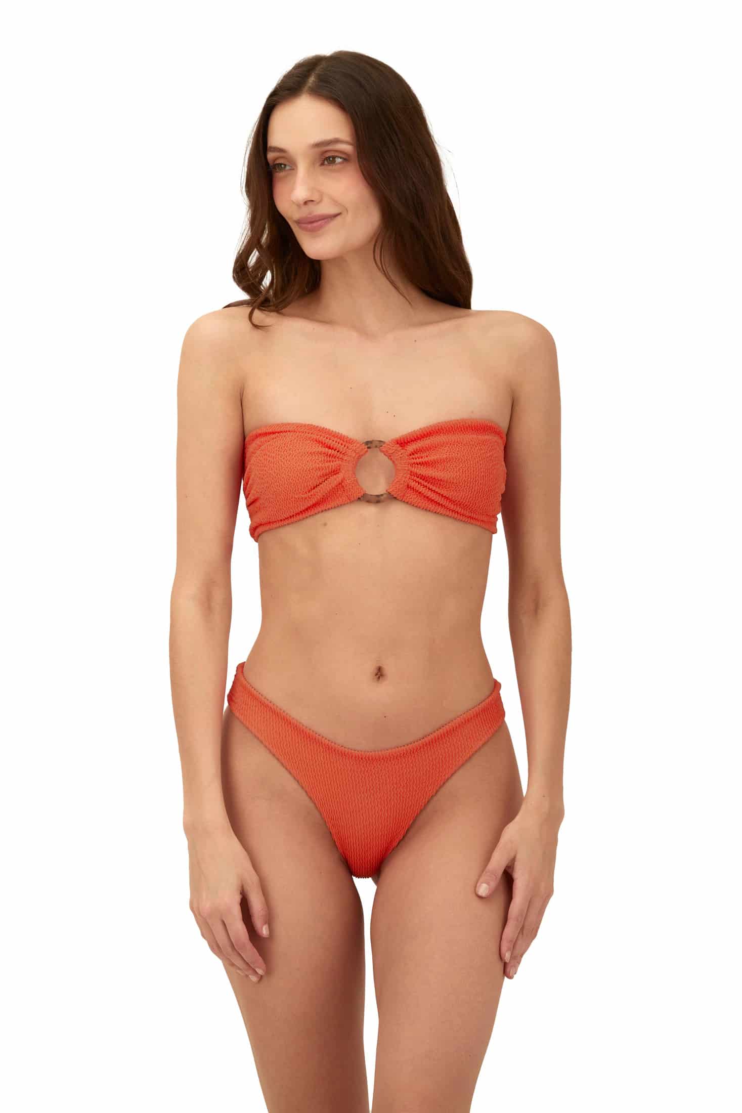 Textured Wave Brisa Tangerine Cast Bandeau Top - miniatura 1