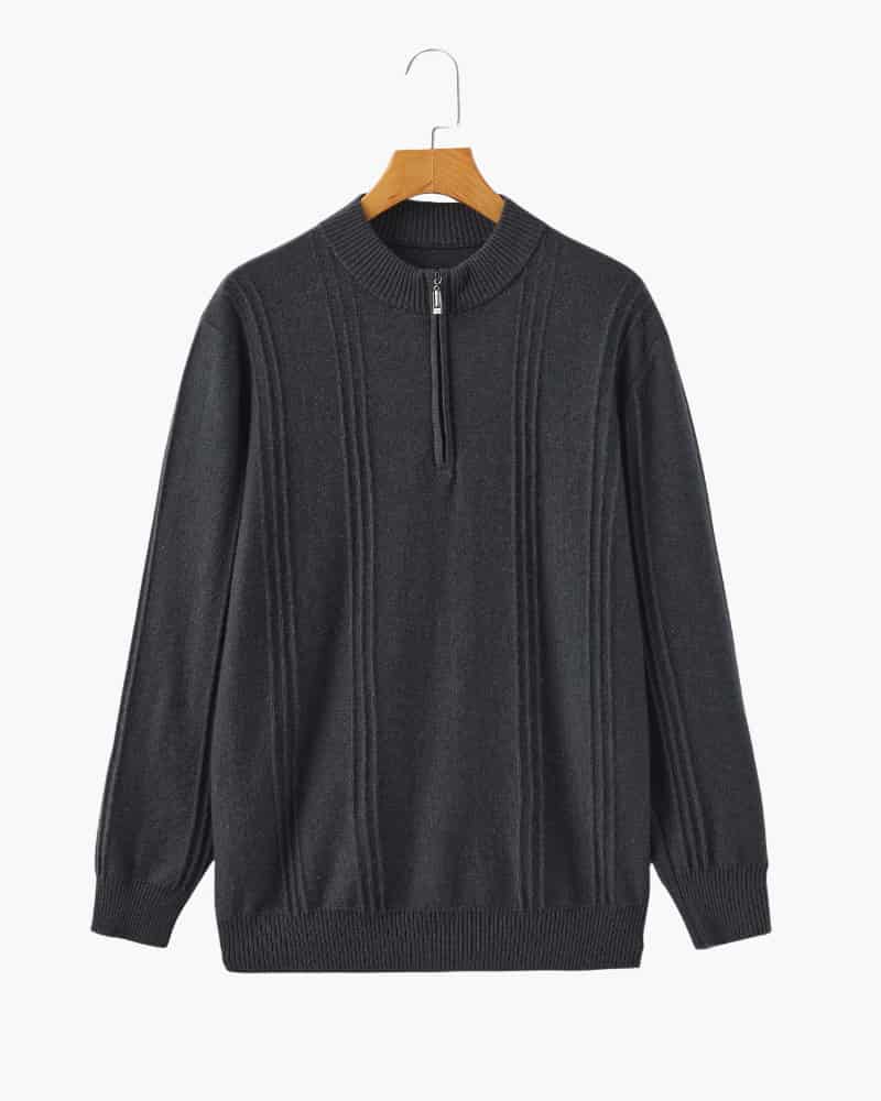 100% Cashmere Ribbed Half Zip - miniatura 6