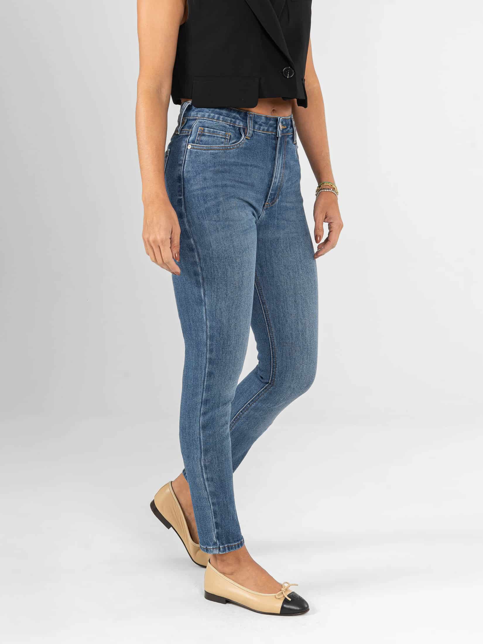 Ref: 066354 Jean Skinny stretch, tiro alto, tono azul medio - miniatura 3