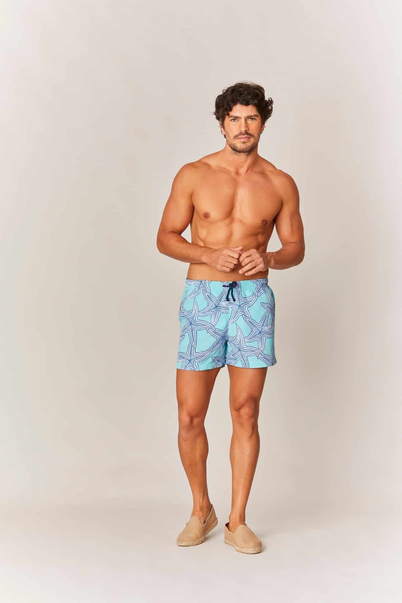 Men's star turquoise swim trunk - miniatura 2