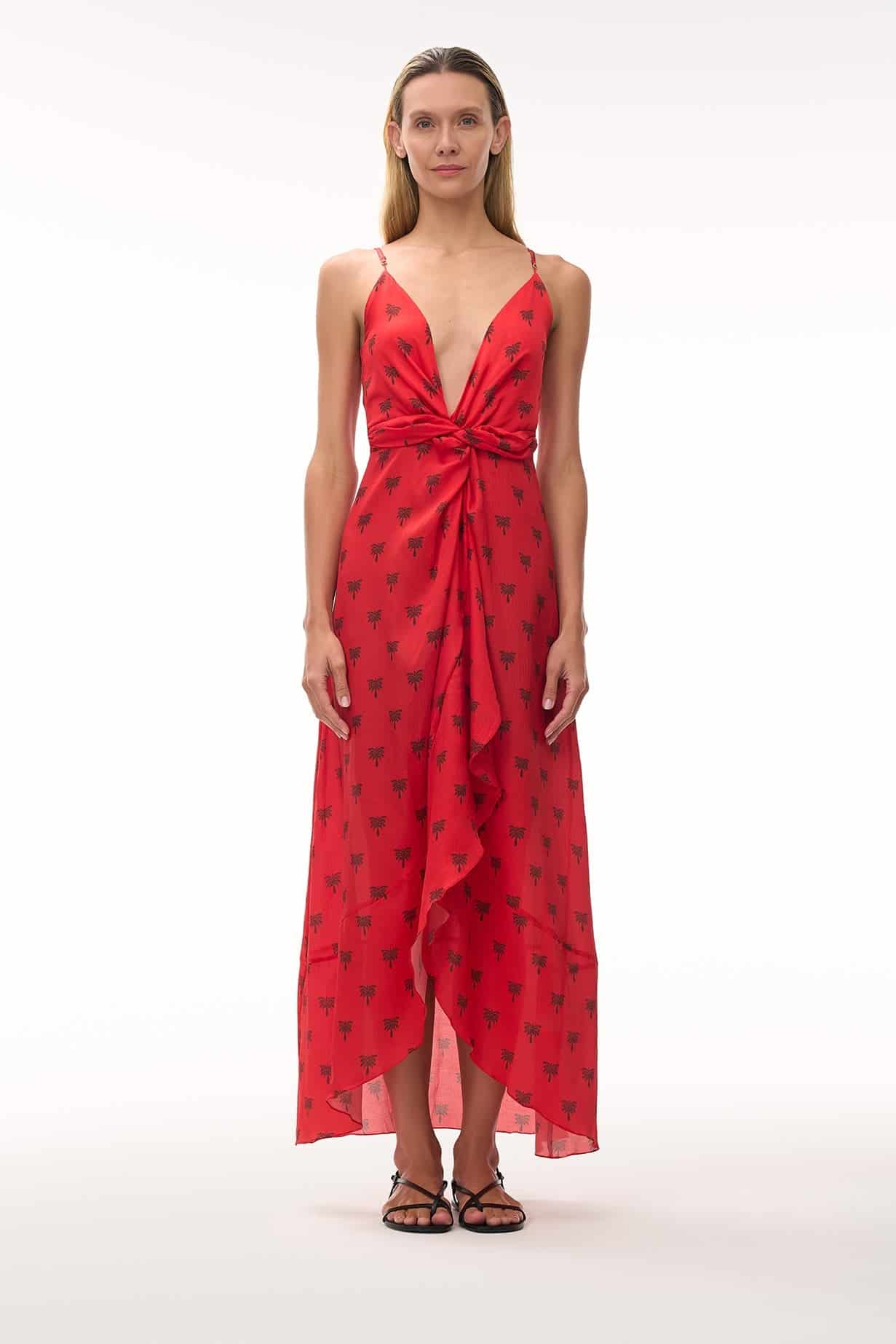 Sabina Martellato Silk Midi Dress / Red Polka Palms - miniatura 2