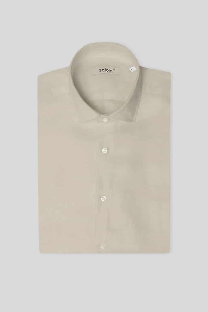 Men's linen shirt beige - miniatura 3
