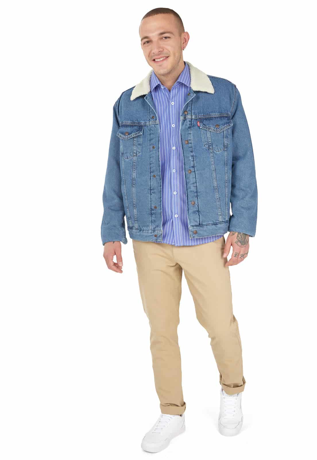 Camisa azul de rayas blancas finas - miniatura 4