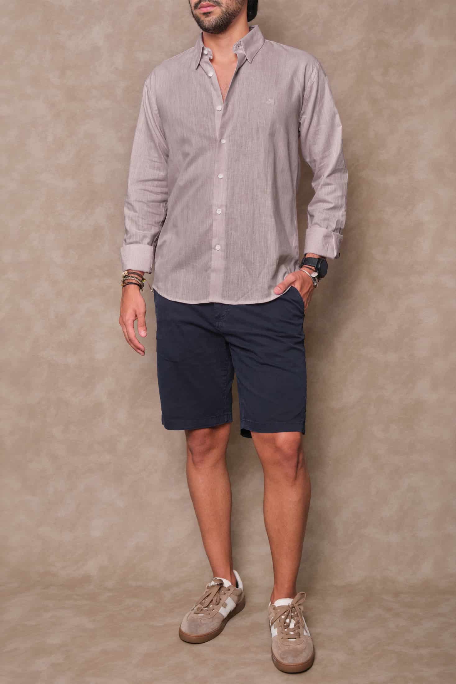 CAMISA LINO CAFE - miniatura 1